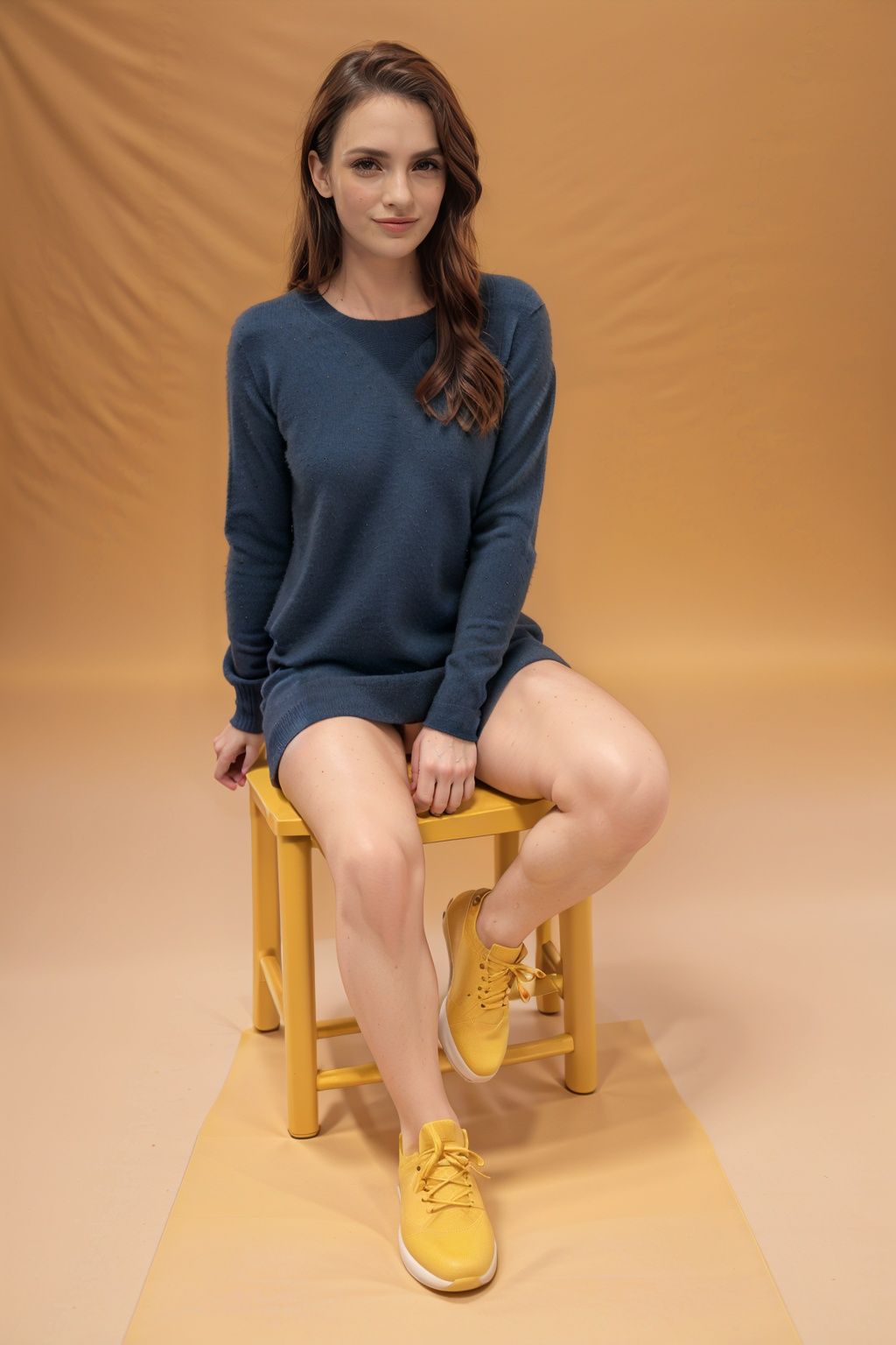 1girl,  yellow sweater,  studio background by vampiiluk on Tensor.Art