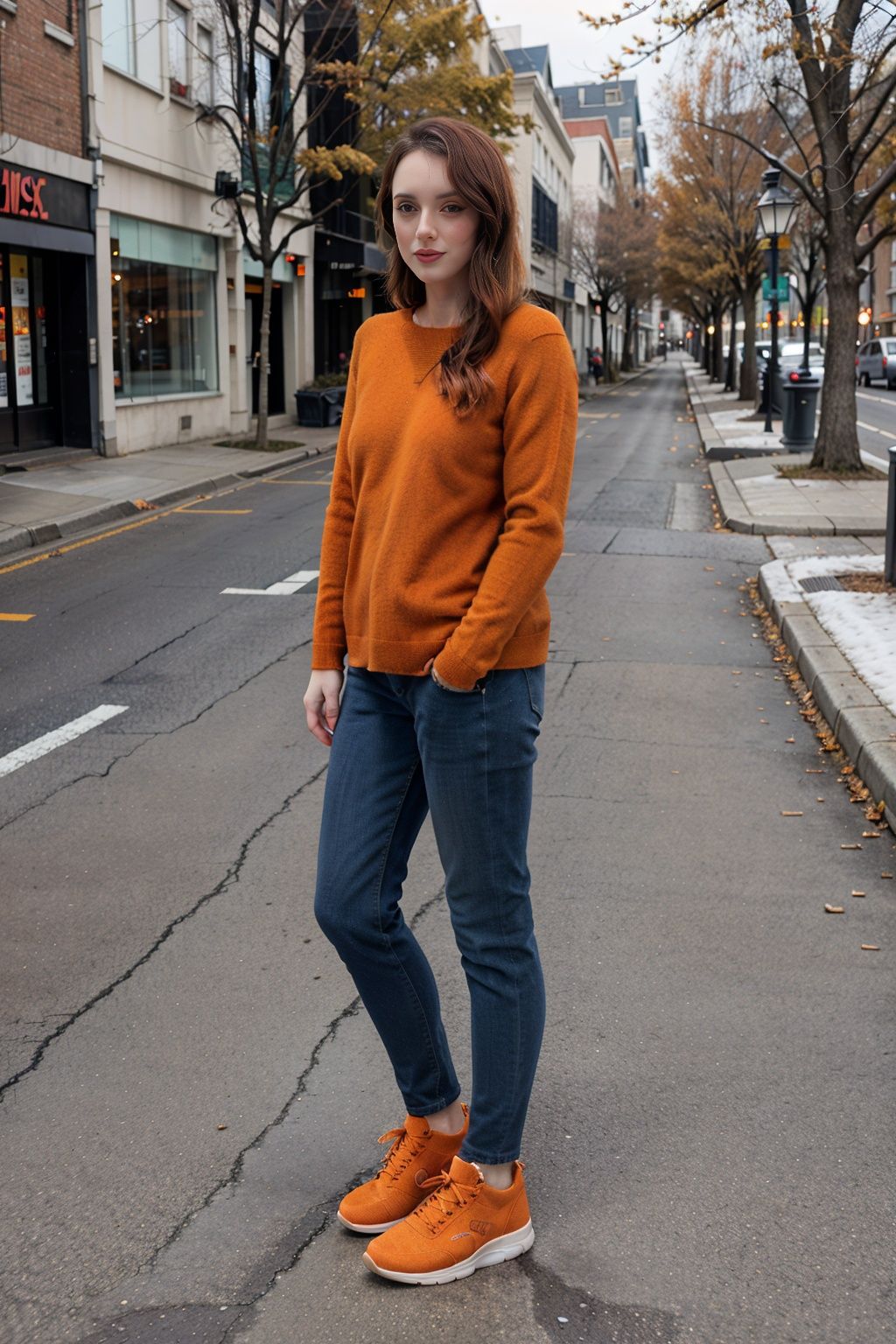 xyzsansweater223,  1girl,  orange sweater by vampiiluk on Tensor.Art