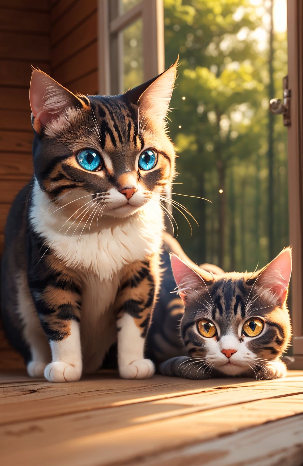 Cute cat,  multicolor cat,  forest on Tensor.Art
