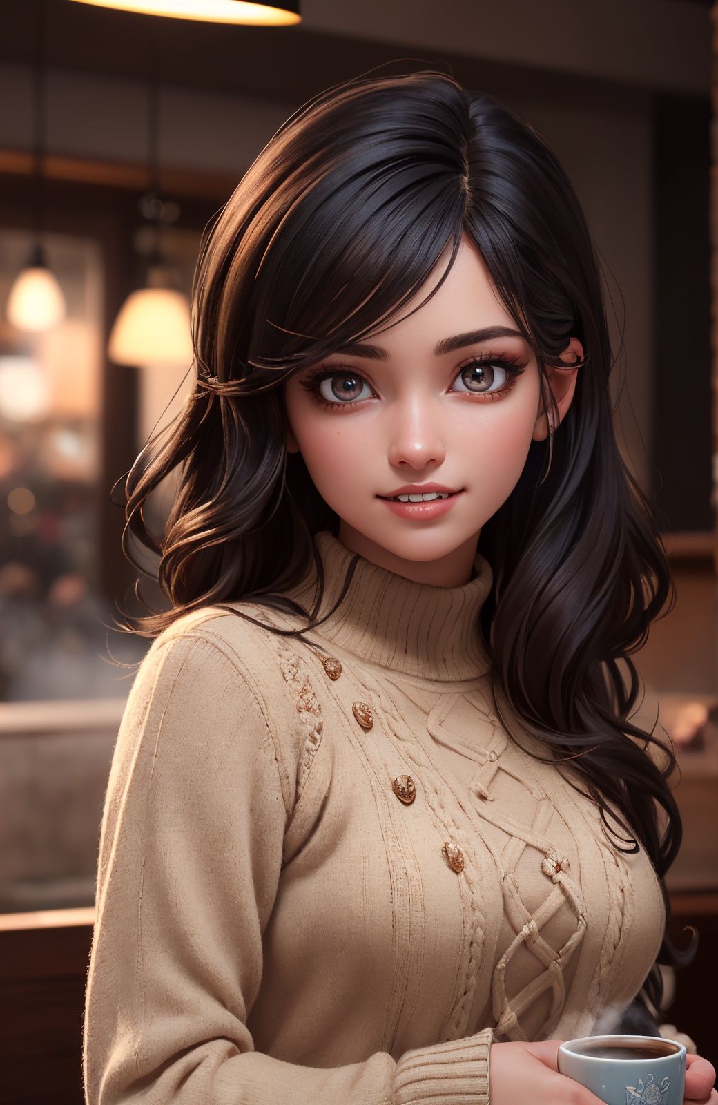 coffee shop,  winter_clothes,  sweater on Tensor.Art
