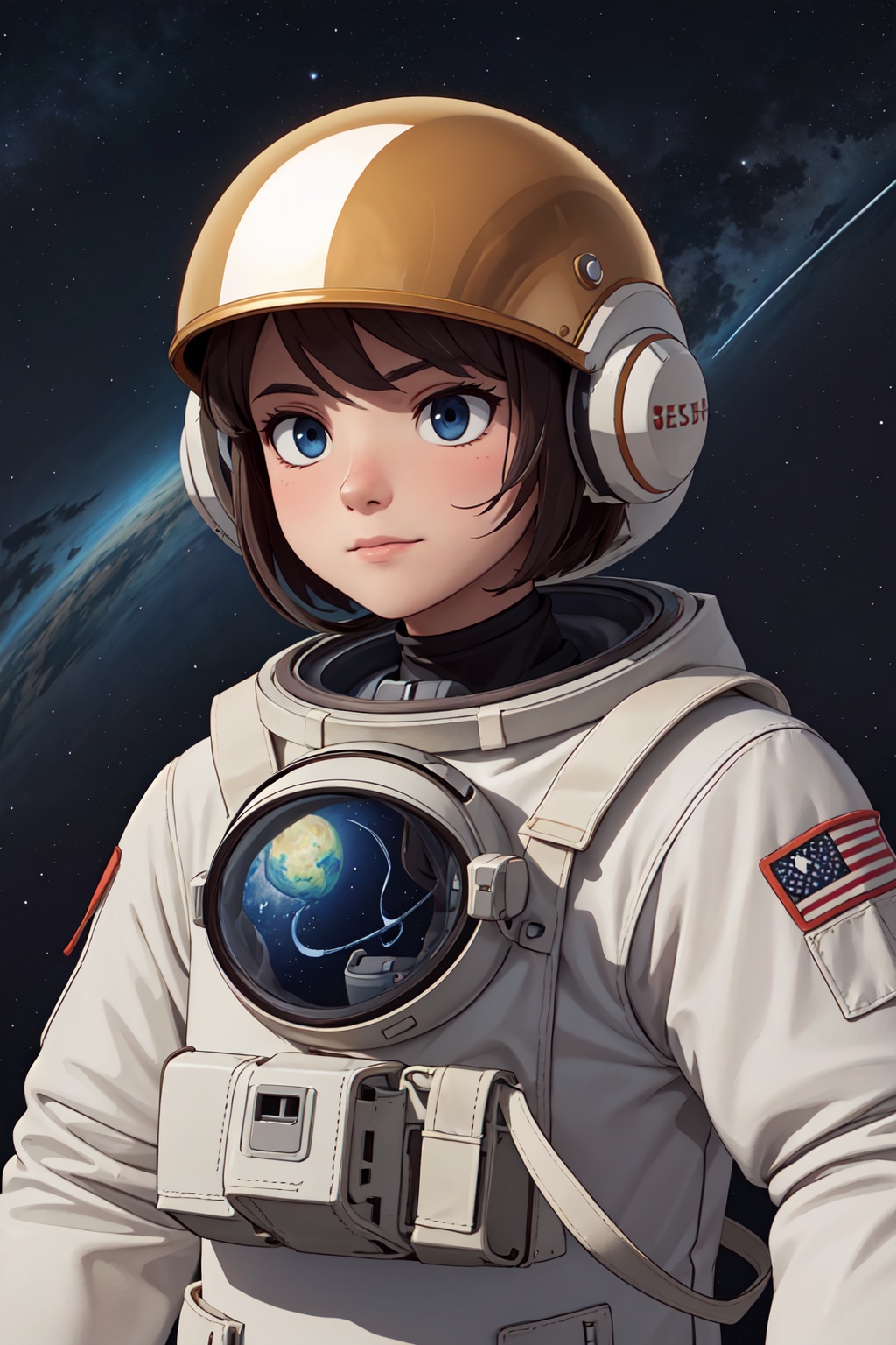 Renaissance style portrait of an astronaut in space,  detailed starry background,  reflective helmet. on Tensor.Art