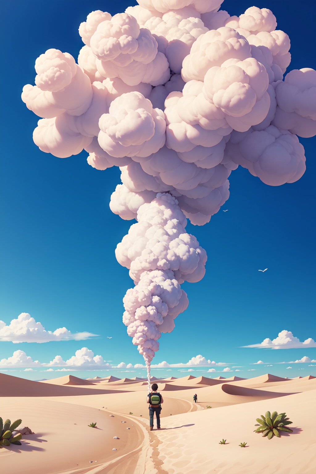 Clouds exploding in the desert on Tensor.Art
