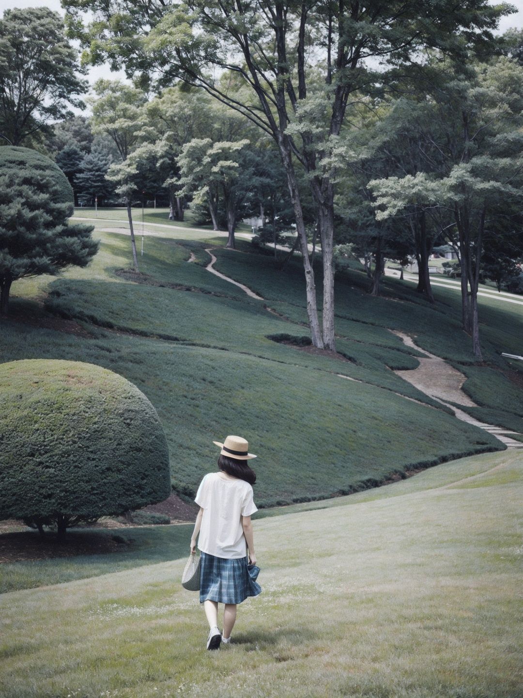 jiFilm,1girl,lawn,hillside,<lora:20230905-1693907744590:0.7>,