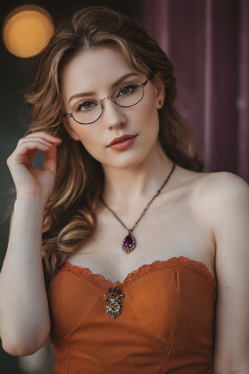 Full body shot of a beautiful German woman,  (((39 years old))) pale skin,  dark blonde hair with silver streaks on Tensor...