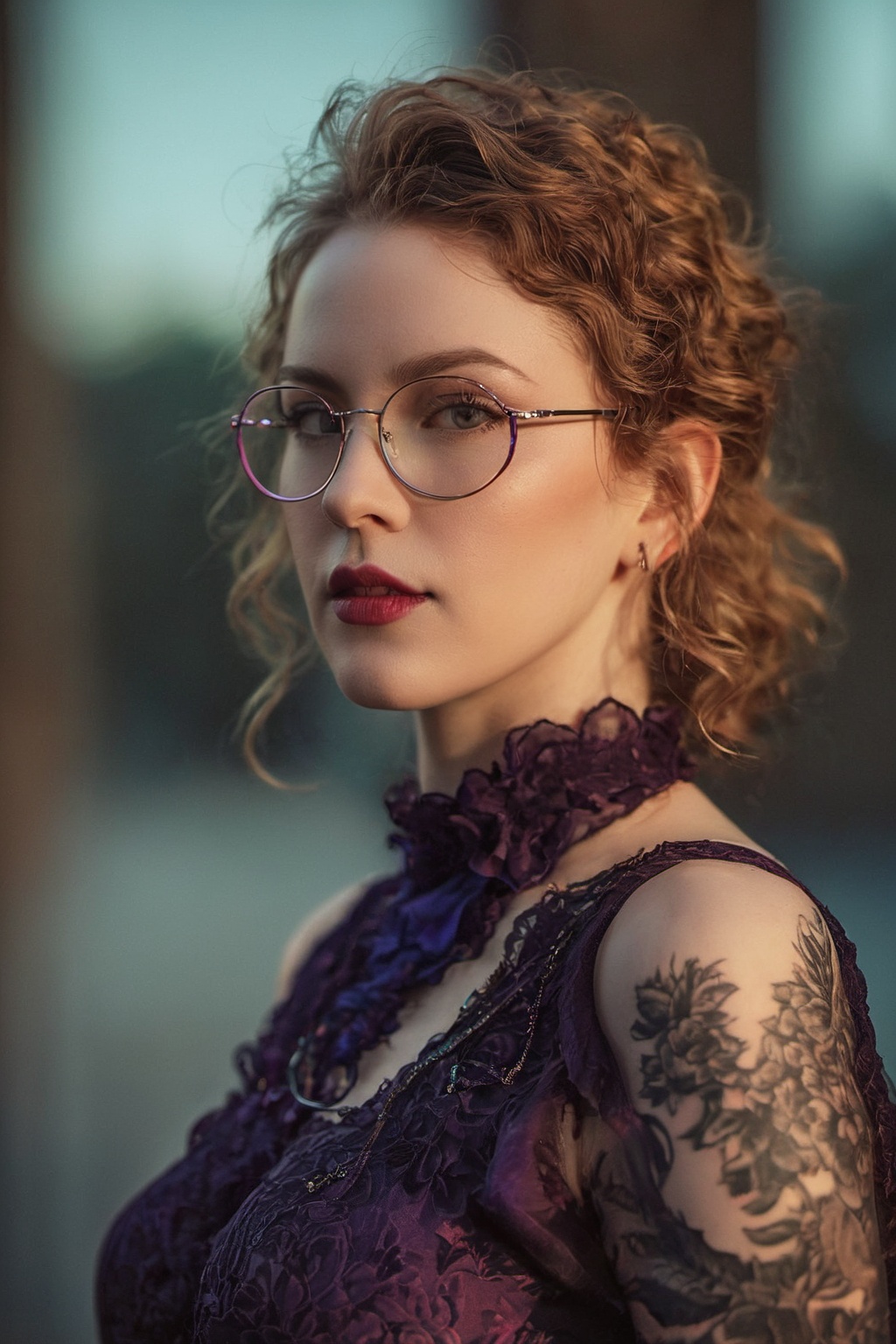 Full body shot of a beautiful German woman,  (((39 years old))) pale skin,  dark blonde hair with silver streaks on Tensor...
