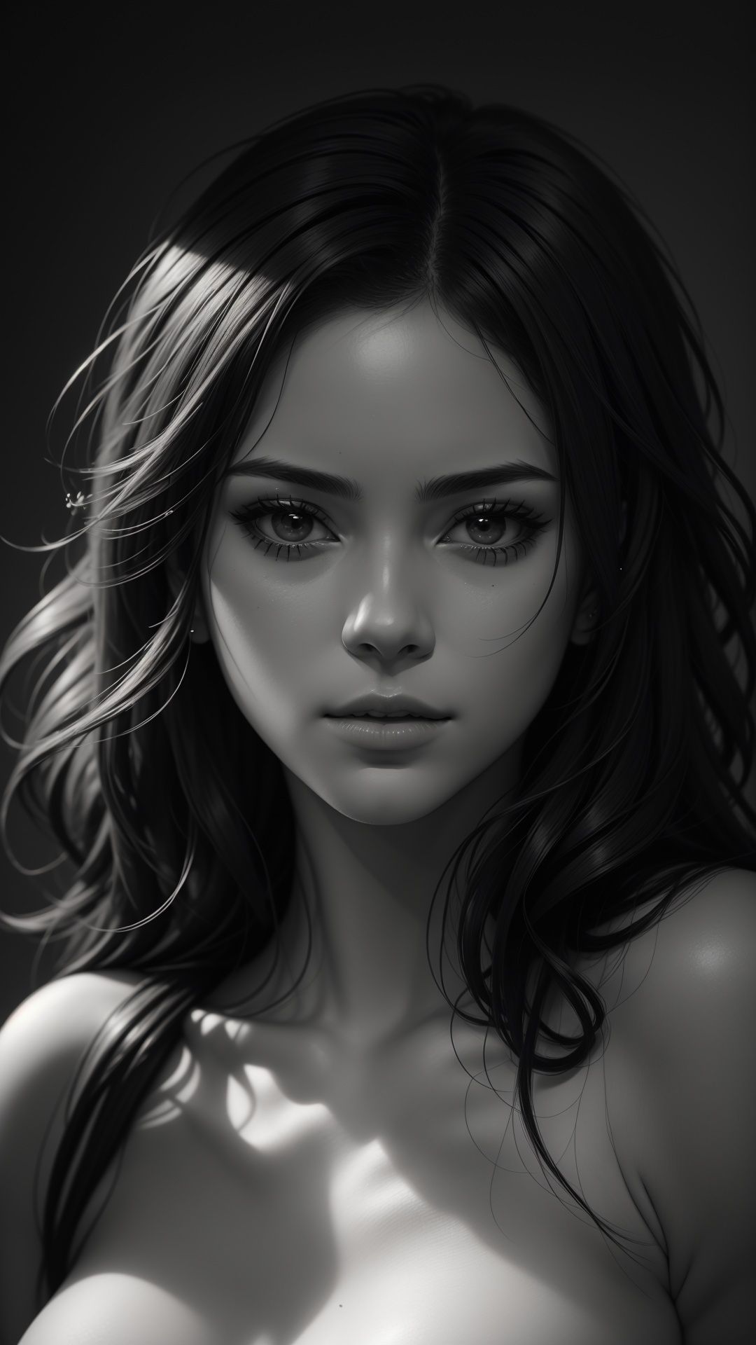 black and white,  detailed portrait,  beautiful facial features on Tensor.Art