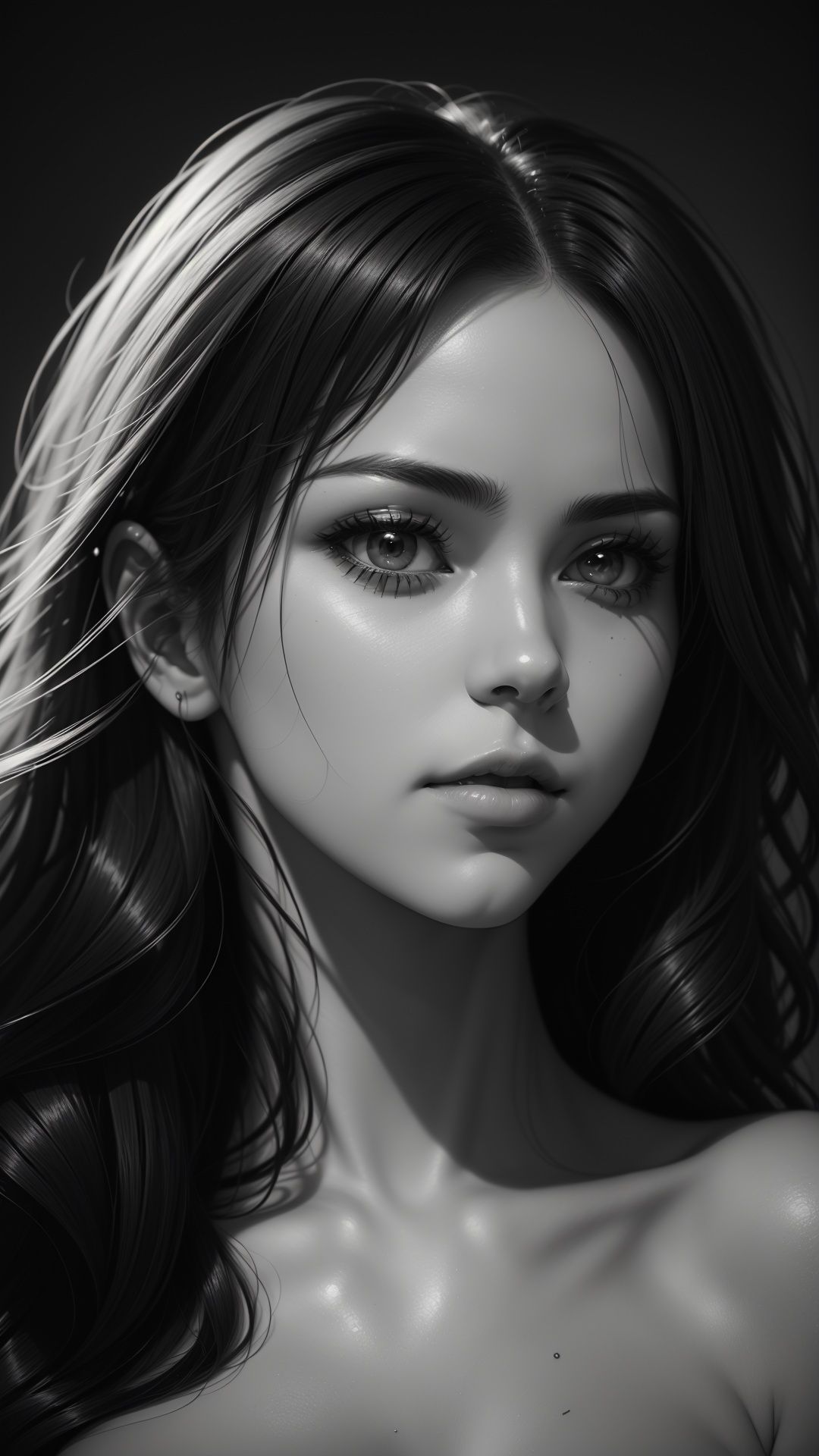 black and white,  detailed portrait,  beautiful facial features by Ai Art Vision on Tensor.Art