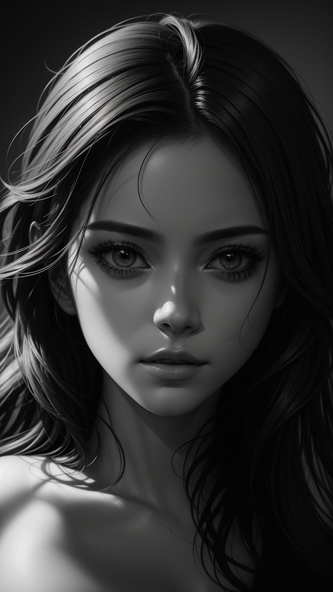 black and white,  detailed portrait,  beautiful facial features by Ai Art Vision on Tensor.Art