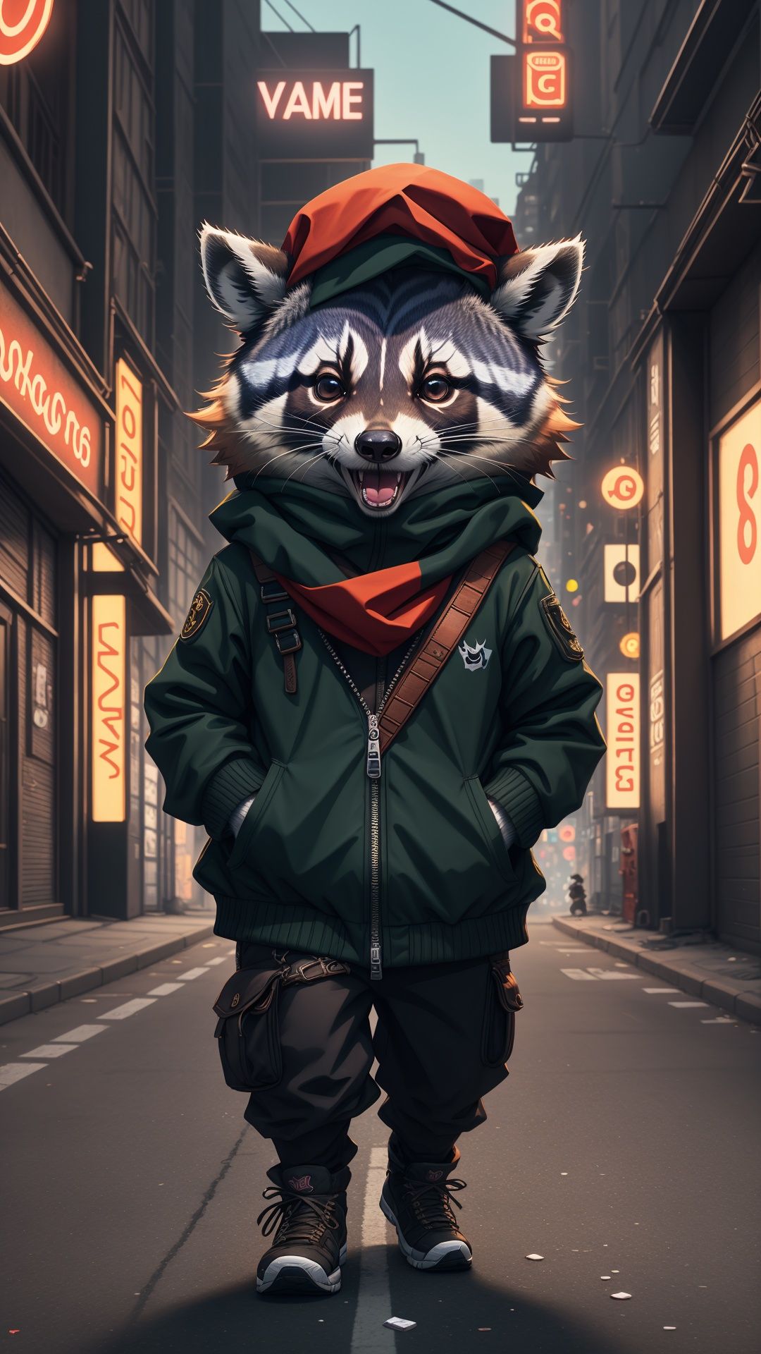 (best quality,  highres),  3D video game raccoon wearing a bandana on his head by Ai Art Vision on Tensor.Art