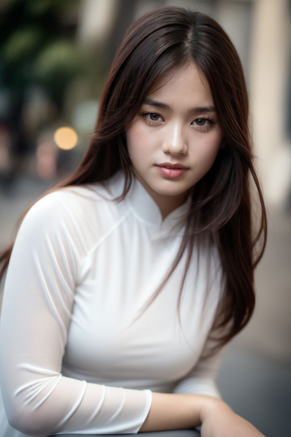 1girl,  aodai white,  photo art on Tensor.Art