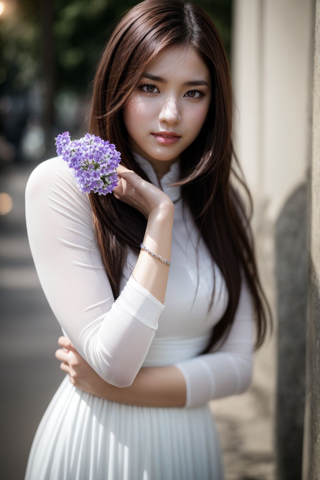 1girl,  aodai white,  photo art on Tensor.Art
