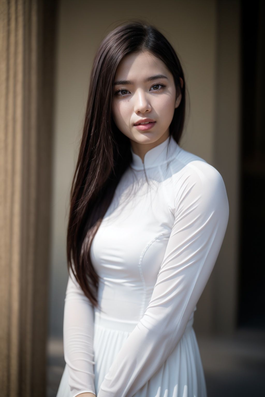 1girl,  aodai white,  photo art on Tensor.Art