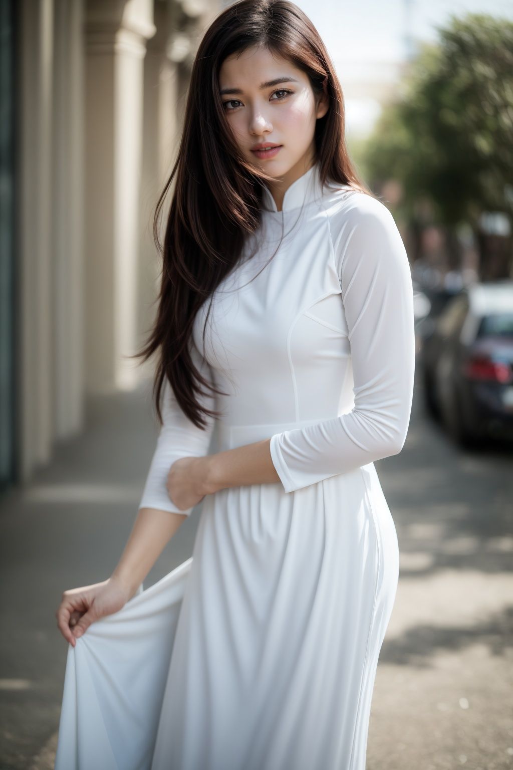 1girl,  aodai white,  photo art on Tensor.Art