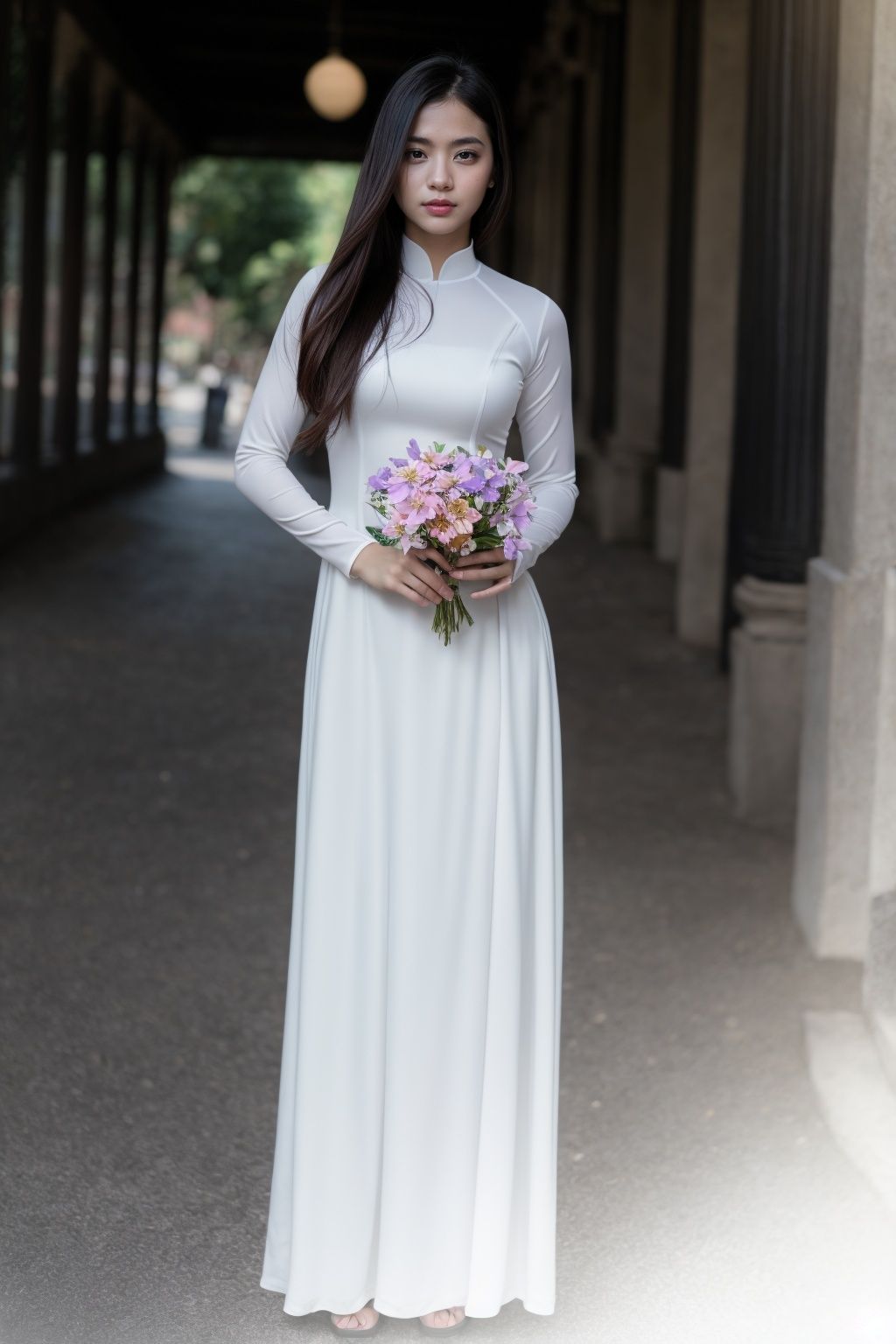 1girl,  aodai white,  photo art on Tensor.Art