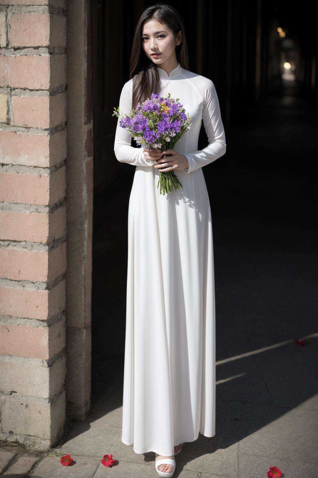 1girl,  aodai white,  photo art on Tensor.Art
