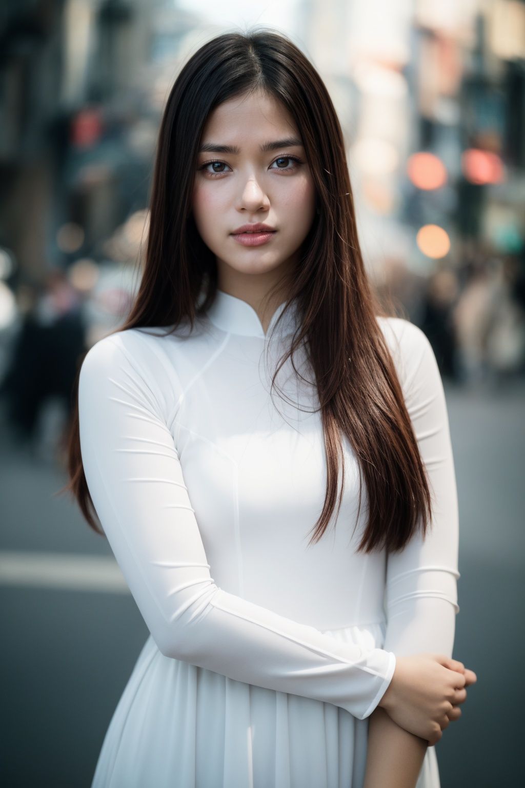 1girl,  aodai white,  photo art on Tensor.Art