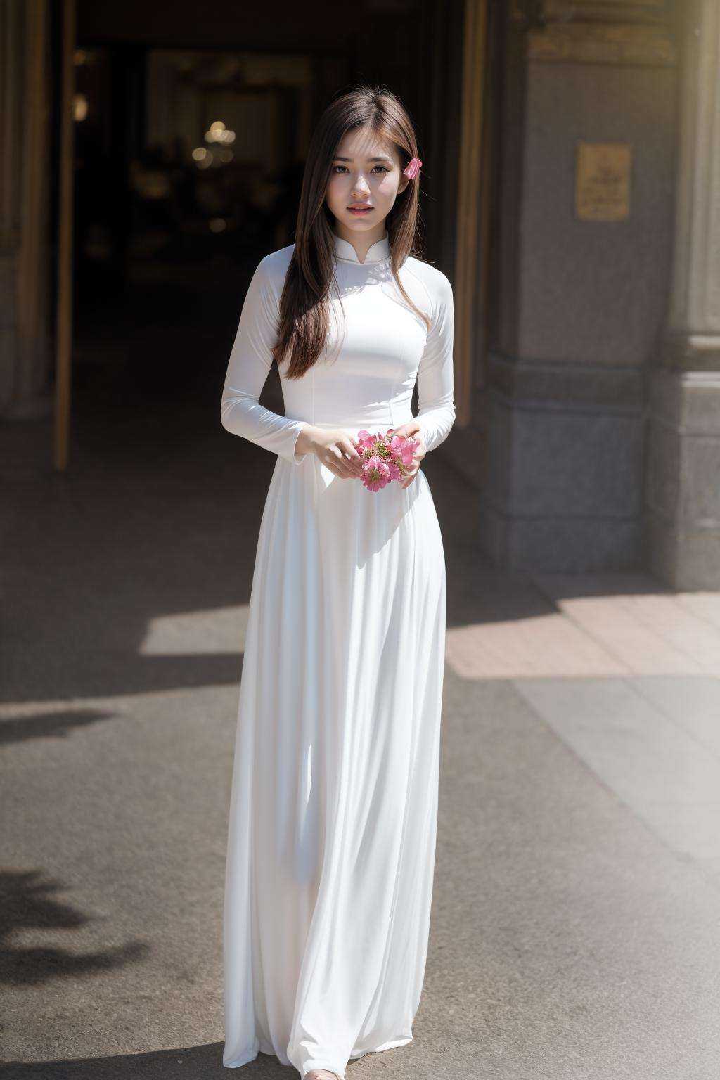 1girl,  aodai white,  photo art on Tensor.Art