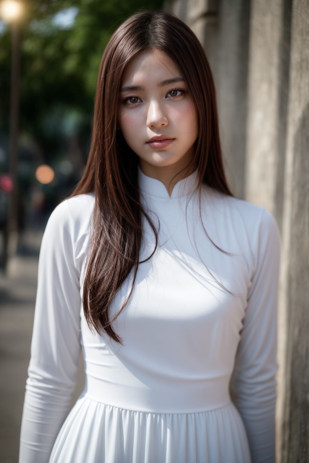 1girl,  aodai white,  photo art on Tensor.Art