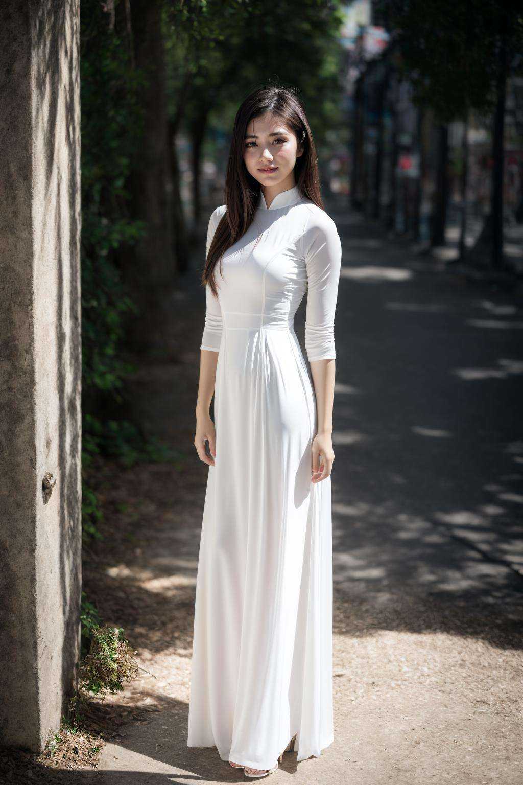 1girl,  aodai white,  photo art on Tensor.Art