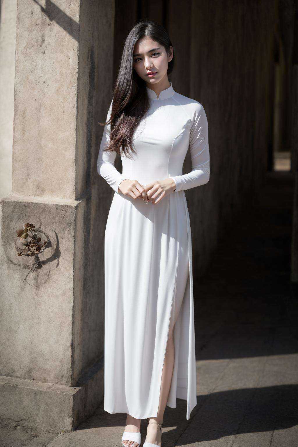 1girl,  aodai white,  photo art on Tensor.Art