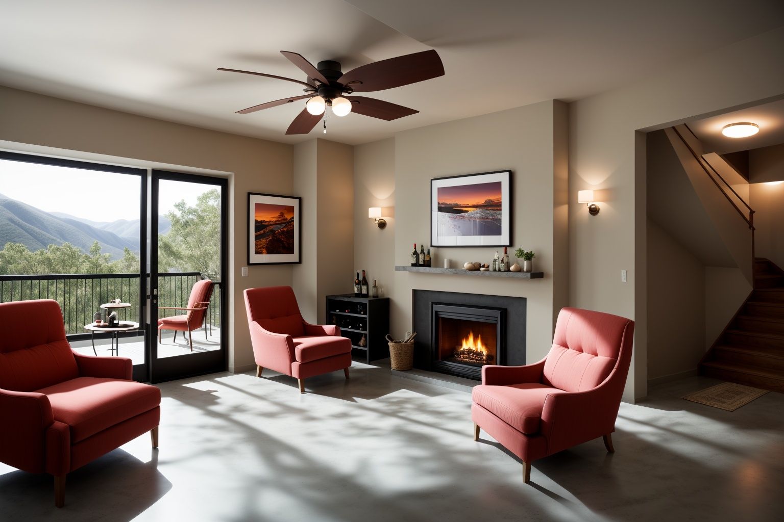 Indoors living room captured in the art form of Photography. Inspired by the works of Ansel Adams,  the room embodies a Sc...