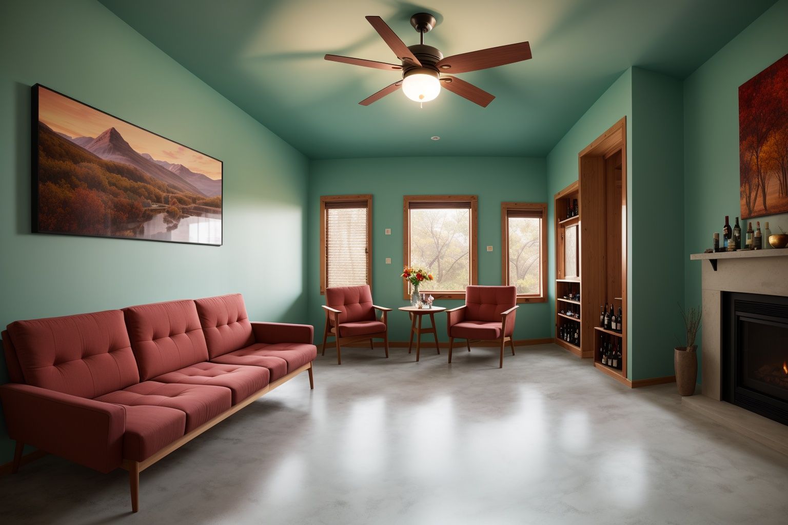 Indoors living room captured in the art form of Photography. Inspired by the works of Ansel Adams,  the room embodies a Sc...