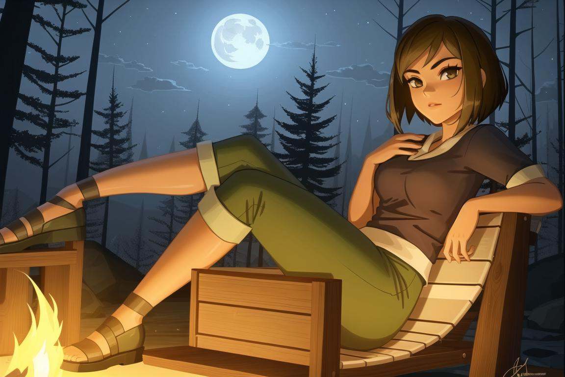 courtney (total drama),  1girl,  campfire on Tensor.Art