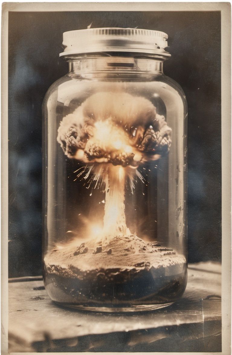 raw photo of a nuclear explosion in a jar,  sharp focus,  depth of field on Tensor.Art