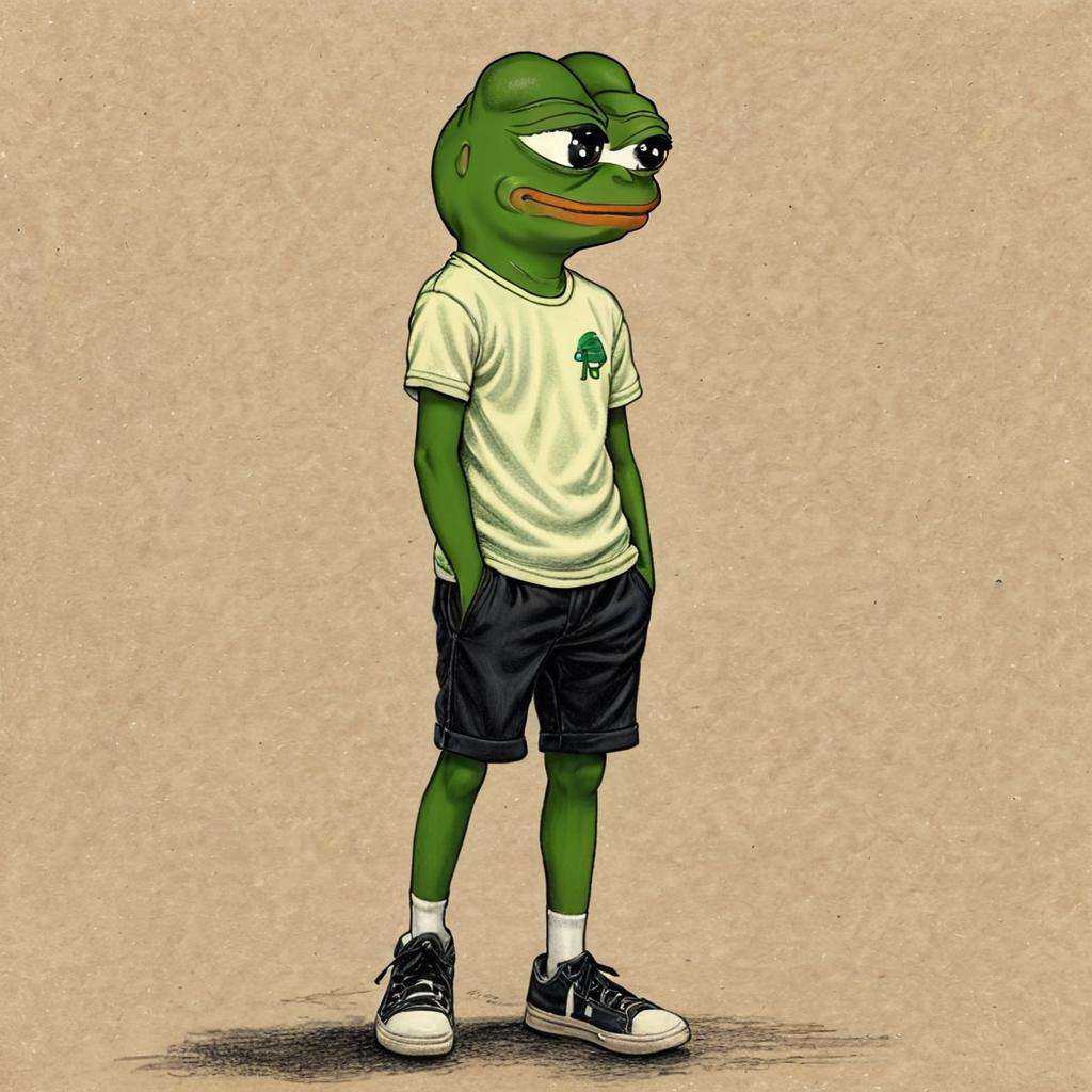 green shorts,  (((pepe_frog))),  1 boy on Tensor.Art