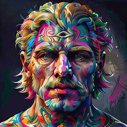 psychedelic,  closeup drawing of a realistic handsome man,  blonde hair on Tensor.Art