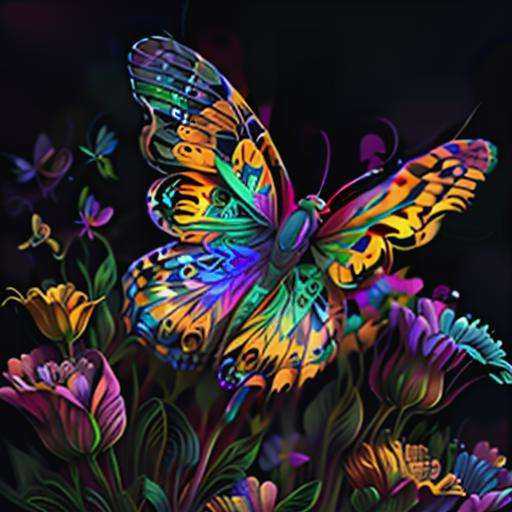 psychedelic,  butterfly,  illustration on Tensor.Art