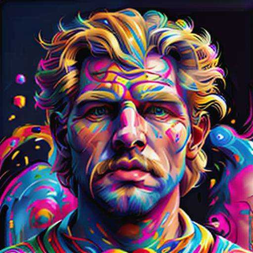 psychedelic,  closeup drawing of a realistic handsome man,  blonde hair on Tensor.Art