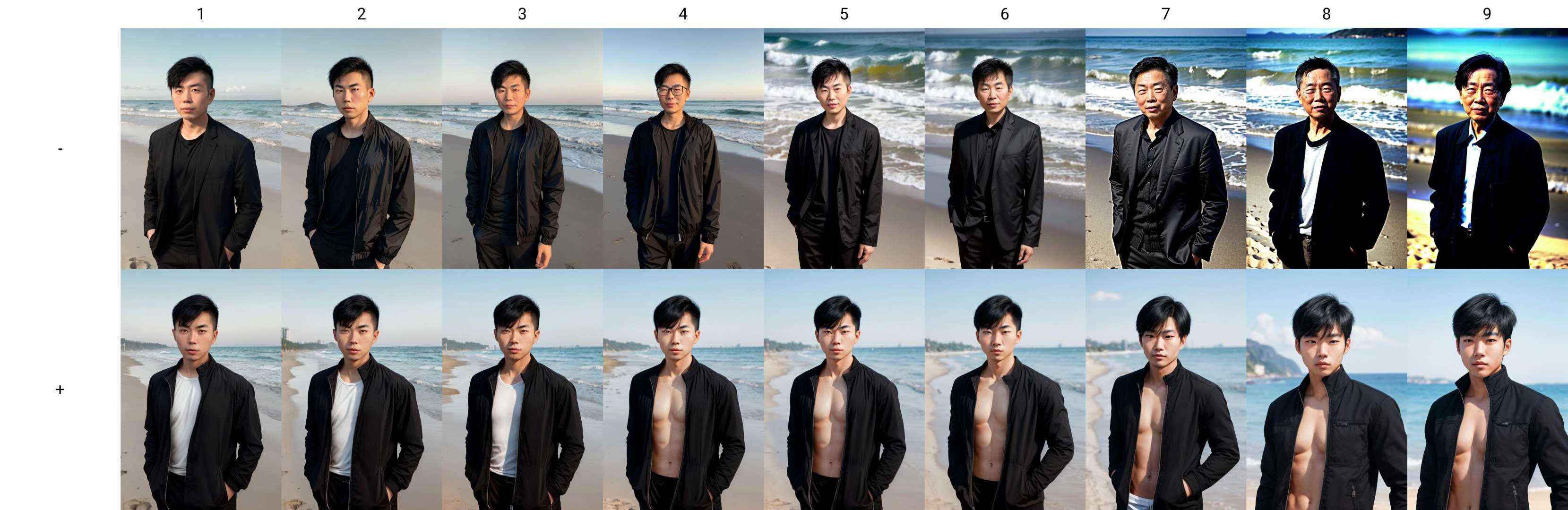 photo of a asian man,  beach,  upper body on Tensor.Art