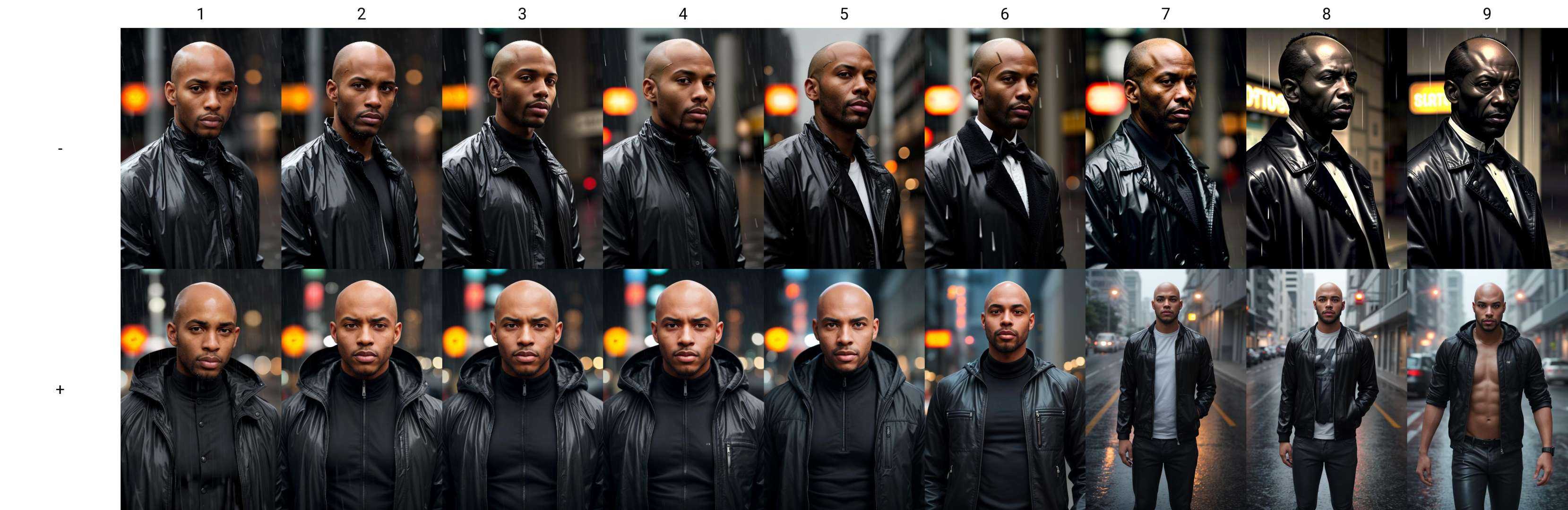 photo of a black man,  bald,  rain on Tensor.Art