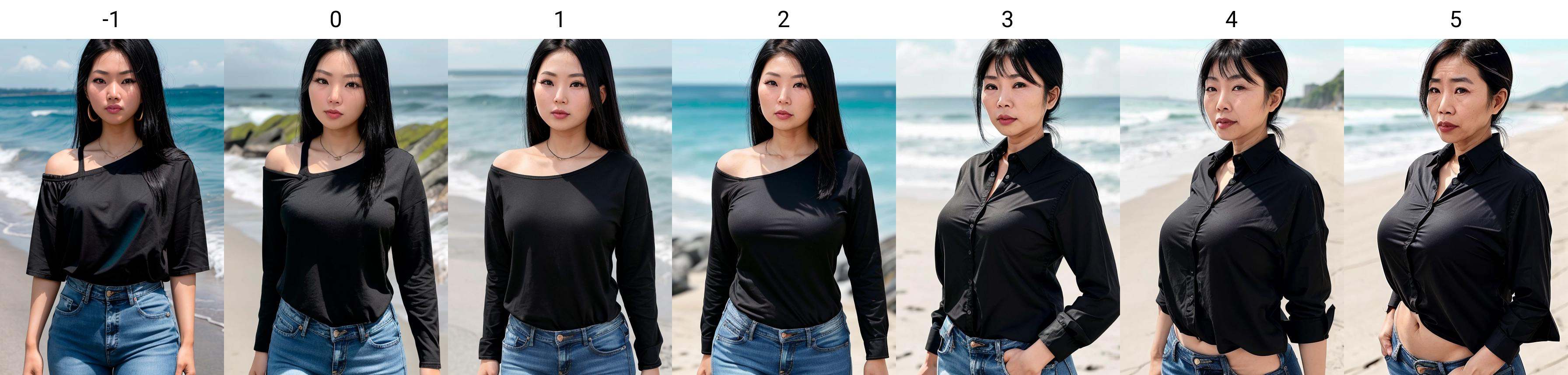 asian woman,  upper body,  black shirt on Tensor.Art