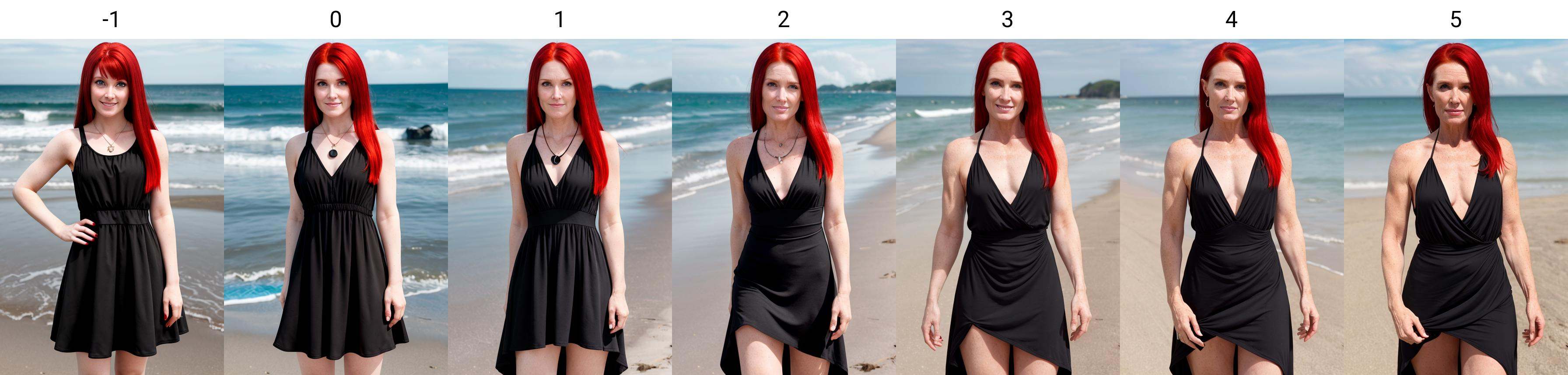 upper body,  black dress,  red hair on Tensor.Art