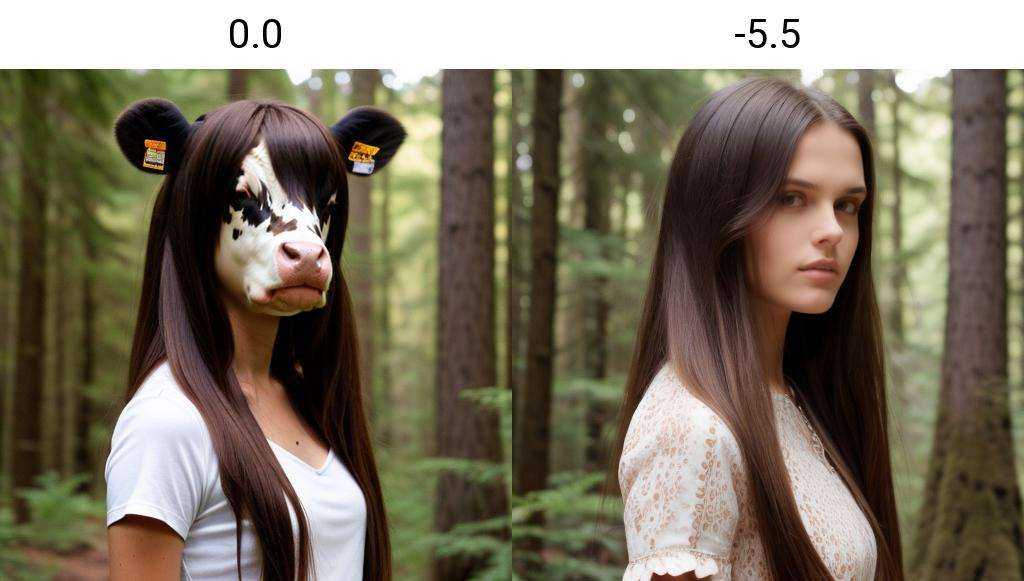 a cow head,  long hair,  brown hair wearing dress on Tensor.Art