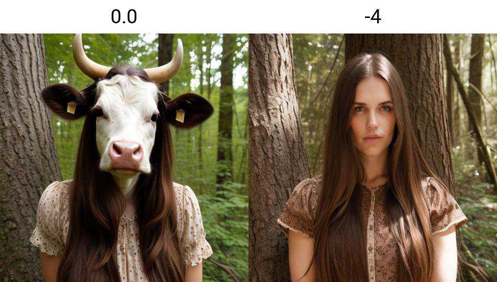a cow head,  long hair,  brown hair wearing dress on Tensor.Art