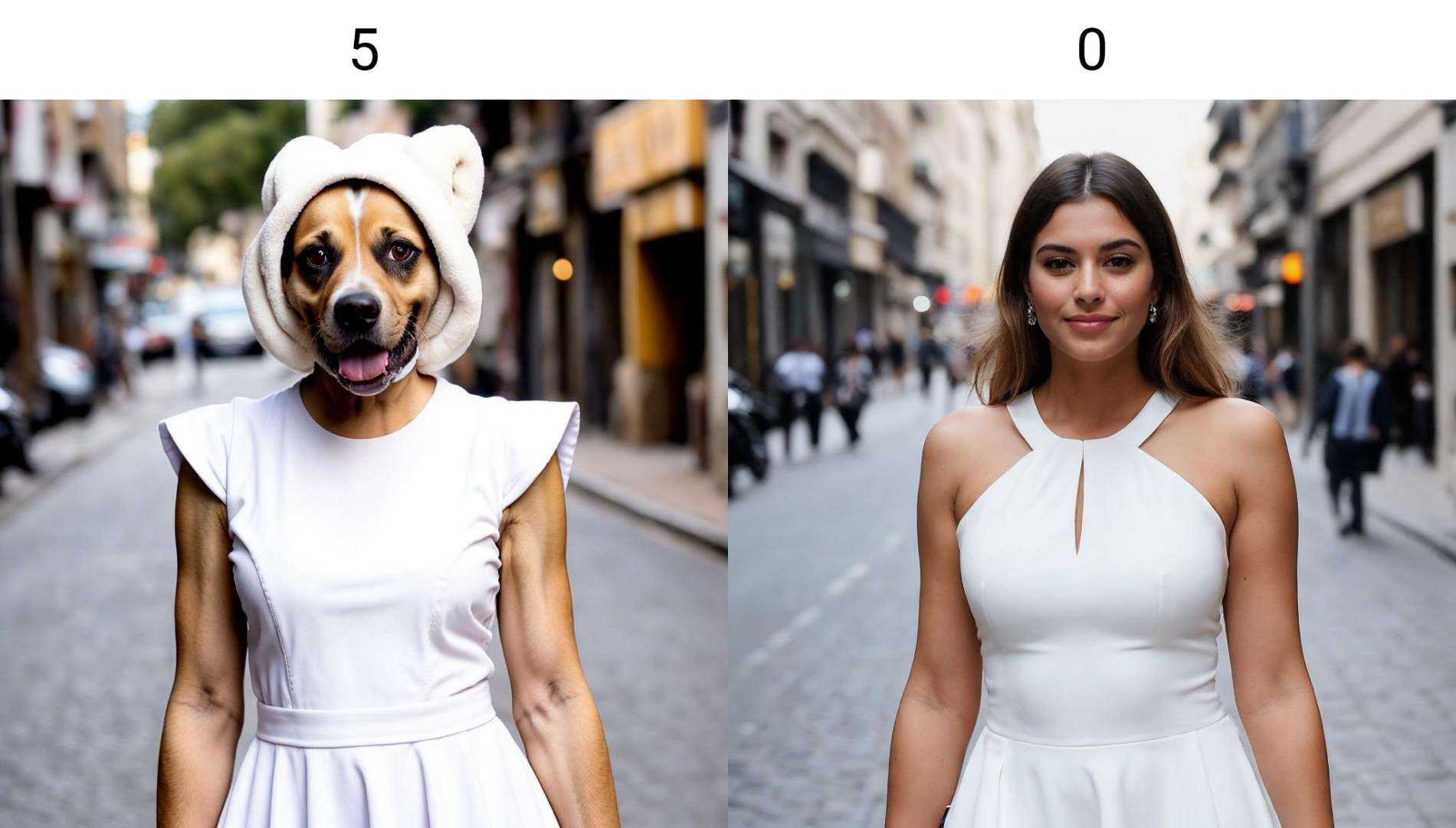 a beautiful woman in white dress,  face,  in street on Tensor.Art