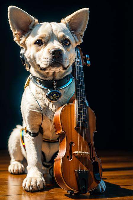 Robot dog playing a musical instrument,  RAW photo,  full sharp on Tensor.Art