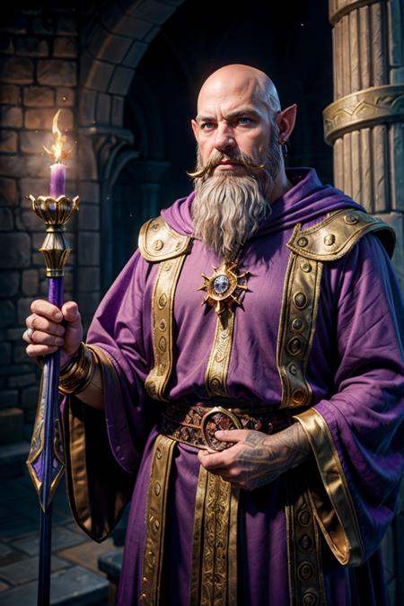 photo RAW,  (Warcraft style bust of fantasy male wizard,  middle-aged on Tensor.Art