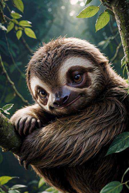 photo RAW,  (Baby sloth,  hyper detail on Tensor.Art