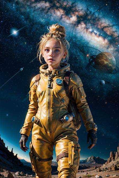 photo RAW,  (a girl in a wasteland,  blonde messy bun on Tensor.Art