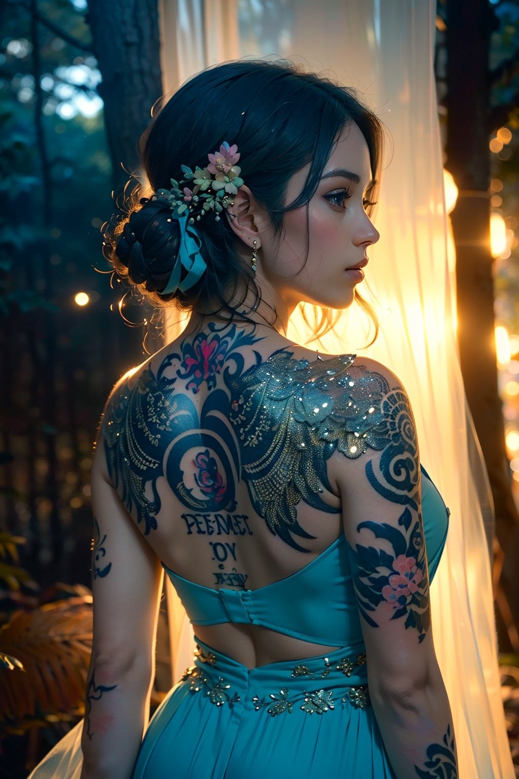 (1girl:1.2,  body covered in words,  words on body:1.1 on Tensor.Art