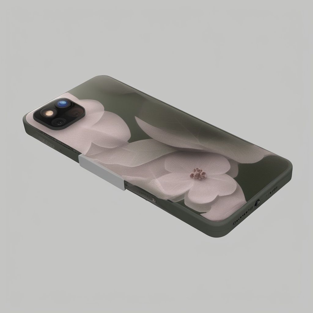 huan, no humans, phone, cellphone, white background, monochrome, smartphone, greyscale, simple background, shadow, still life, green eyes, spot color, holding phone, objectification， no shadows, full design,frozen nature, flower, subsurface scattering, transparent, translucent skin, glow, bloom, Bioluminescent liquid,3d style,cyborg style,Movie Still,Leonardo Style, warm color, vibrant, volumetric light，  <lora:phone:1>