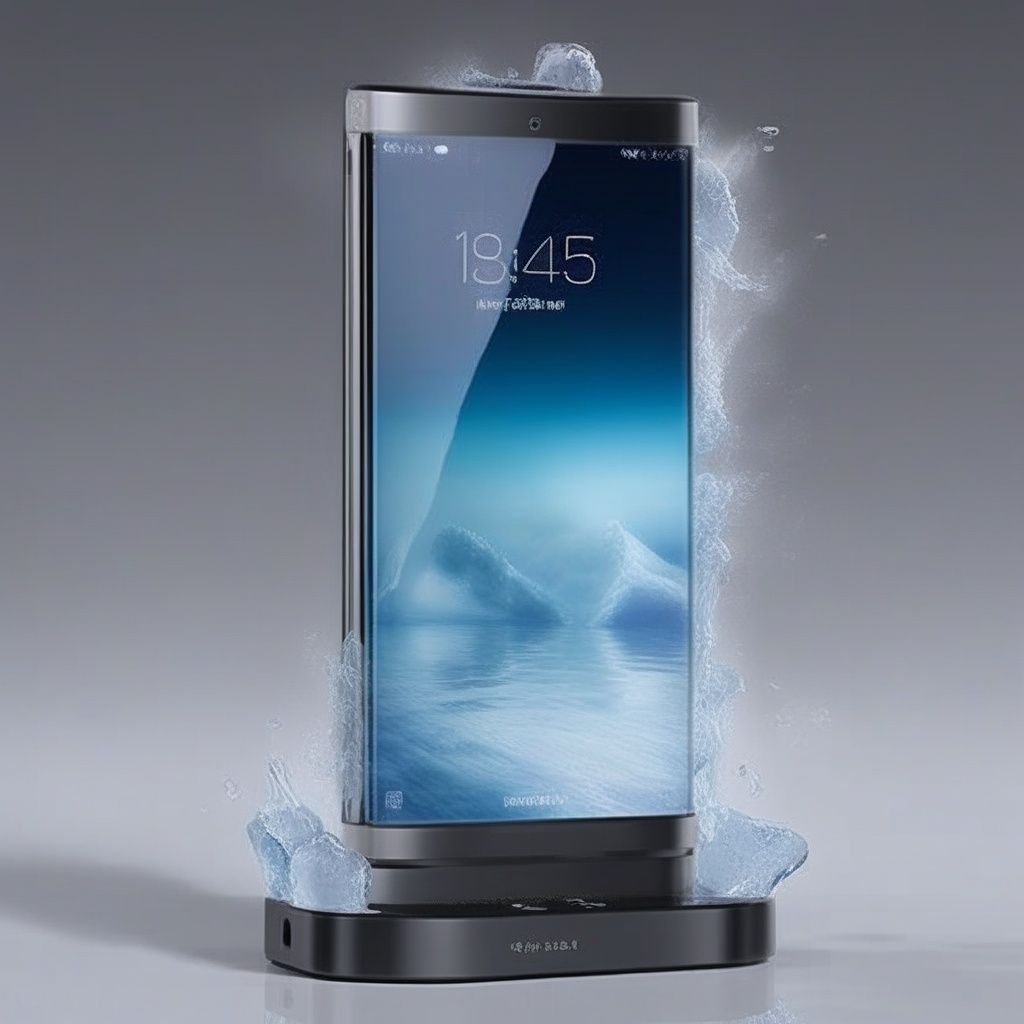 Product display，A mobile phone made of water vapor，huan, no humans,<lora:phone:1>