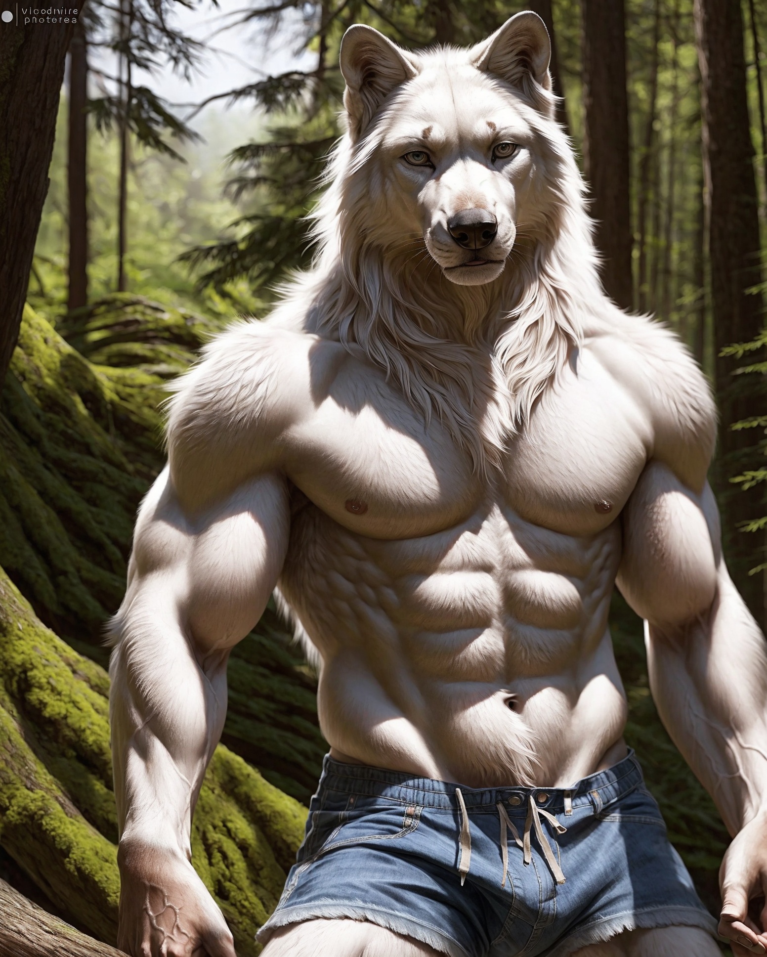 anthro,  white wolf,  male on Tensor.Art