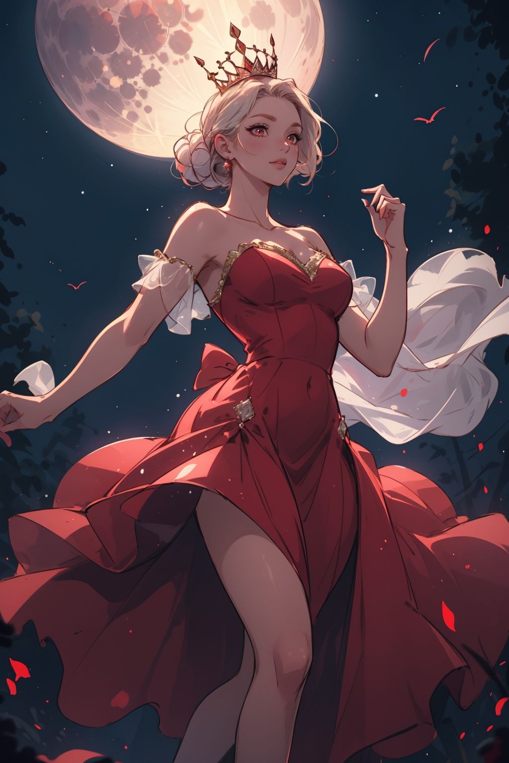 solo,I got my red dress on tonight,Dancing in the dark in the pale moonlight,Draw my hair up real big beauty queen style,