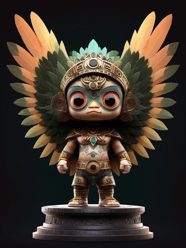 BJ_sanxingdui, solo, looking_at_viewer, simple_background, 1boy, standing, full_body, male_focus, wings, chibi, no_humans, feathers, black_background, straight-on,photo,8k,intricate,highly detailed,majestic,digital photography,broken glass,hdr,realistic,high definition,<lora:Sanxingdui_SDXL:0.7>,
