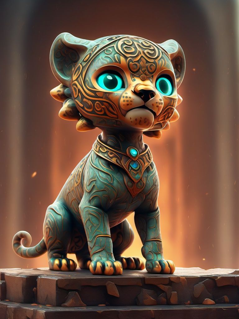 BJ_sanxingdui, solo, cheetah, standing, full_body, no_humans, glowing, glowing_eyes,photo,8k,intricate,highly detailed,majestic,digital photography,broken glass,hdr,realistic,high definition,<lora:Sanxingdui_SDXL:0.7>,